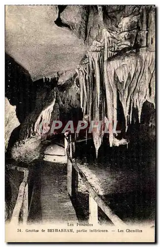 Cartes postales Grottes de Betharram partie inferieure Les chenilles