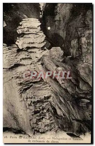 Cartes postales Puits de Padirac Stalagmites et cascade de carbonate de chaux