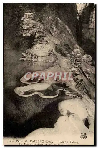 Cartes postales Puits de Padirac Grand Dome Le lac superieur et ses stalagmites