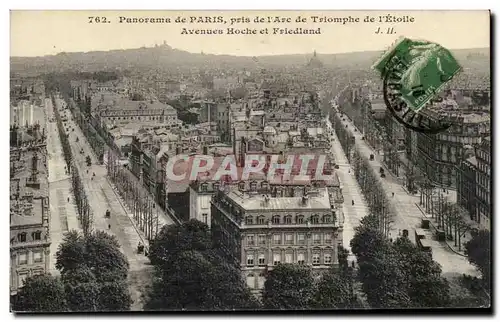 Paris Cartes postales Panorama de Paris pris de l&#39arc de triomphe de l&#39etoile Avenues Hoche et Friedland