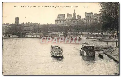 Paris Ansichtskarte AK La Seine et le quai de l&#39hotel de ville