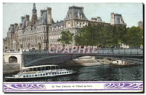 Paris Cartes postales le pont d&#39Arcole et l&#39hotel de ville