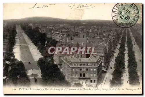 Paris Cartes postales L&#39avenue du Bois de Boulogne et l&#39avenue de la Grande armee Vue prise de l&#39arc de