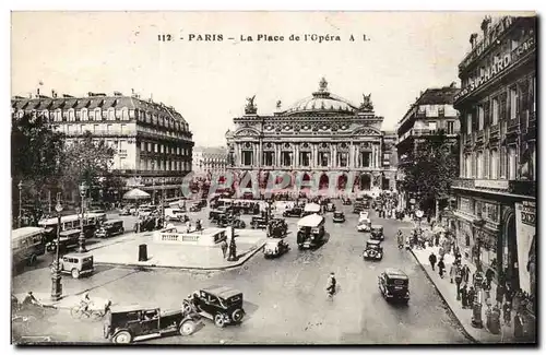 Paris - 9 - La Place de L&#39Opera - automobiles Ansichtskarte AK