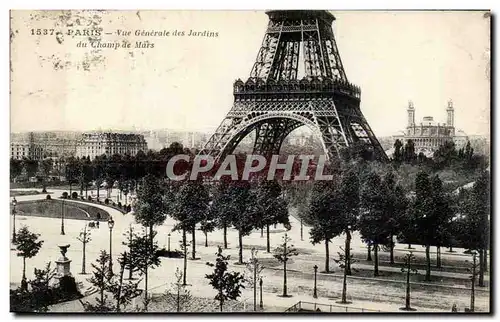 Paris - 7 - Vue Generale de Jardins du Champs du Mars - Tour Eiffel - Eiffel Tower Ansichtskarte AK