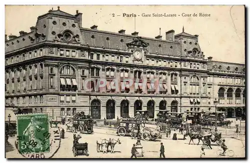 Paris - 8 - Gare Saint Lazare - Cour de Rome - Ansichtskarte AK (tres animee)