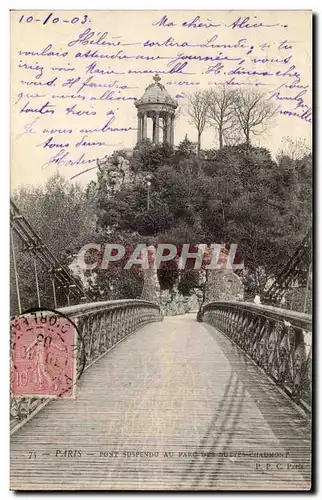 Paris - 19 - Buttes Chaumont - Pont Suspendu - Ansichtskarte AK