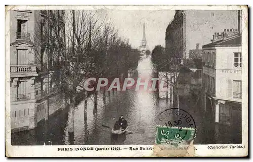 Paris Inonde - Janvier 1910 - bateau - boat Tour Eiffel - Eiffel Tower - Paris flooded - Ansichtskarte AK