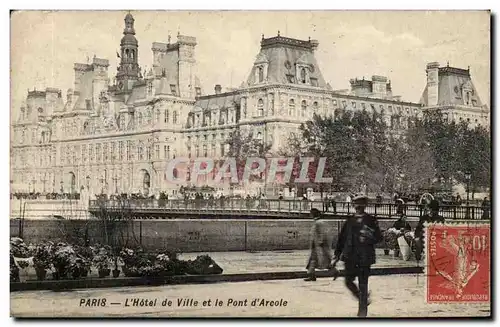 Paris - 4 - Hote de Ville et le Pont D&#39Arcole - Ansichtskarte AK Marche aux fleurs