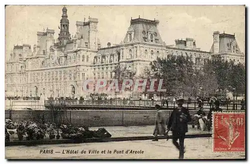 Paris - 4 - Hote de Ville et le Pont D'Arcole - Cartes postales Marche aux fleurs