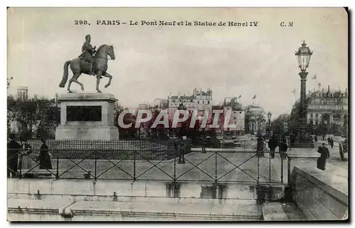 Paris - 1 - Le Pont Neuf et la Statue de Henri IV Ansichtskarte AK