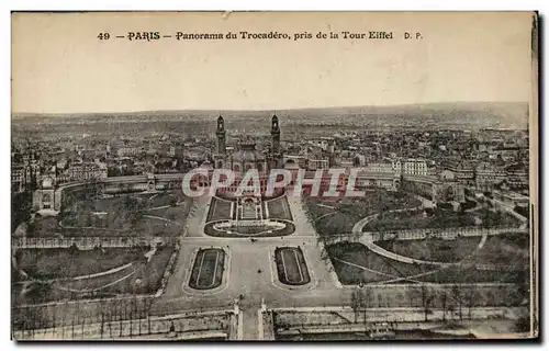 Paris - 16 - Panorama du Trocadero pris de la Tour Eiffel - Eiffel Tower Ansichtskarte AK