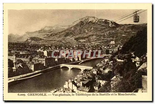 Grenoble - Vue Generale - Le Teleferique - Bastille et le Moucherotte Ansichtskarte AK