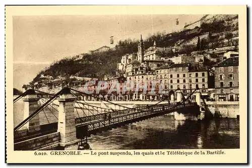 Grenoble - Le Pont Suspendu - Les Quais et le Teleferique Ansichtskarte AK