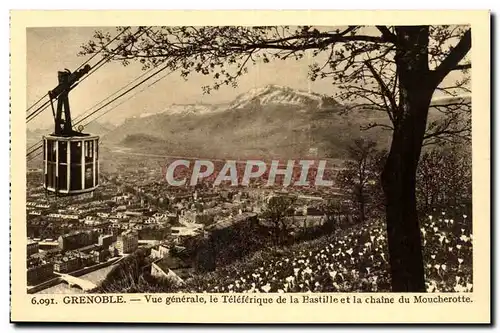 Grenoble - Vue Generale - le Teleferique de la Bastille et la chaine du Moucherotte Ansichtskarte AK