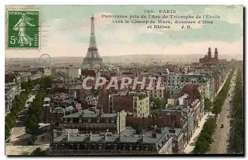 Paris - 8 - Panorama pris de l&#39Arc de Triomphe de l&#39Etolie - vers le Champs de Mars - tour eif