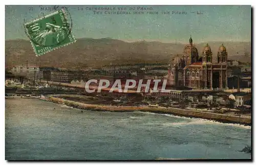 Marseille Cartes postales La cathedrale vue du phare (lighthouse)