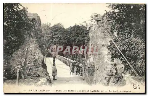 Paris Ansichtskarte AK Parc des Buttes Chaumont le pont suspendu