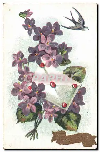 Cartes postales Fantaisie Fleurs Bonne annee