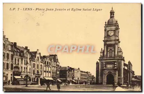 Ansichtskarte AK Lens Place Jean Jaures et Eglise Saint Leger