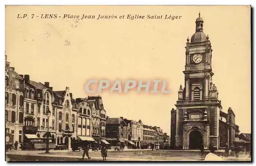 Cartes postales Lens Place Jean Jaures et Eglise Saint Leger