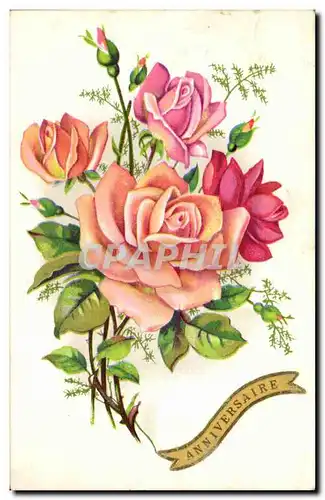 Cartes postales Fantaisie Fleurs Anniversaire
