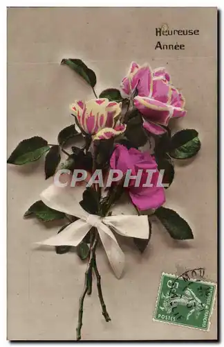 Cartes postales Fantaisie Heureuse annee Fleurs