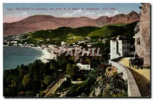 Cartes postales Menton et Garavan vue prise d ela route de Vintimille