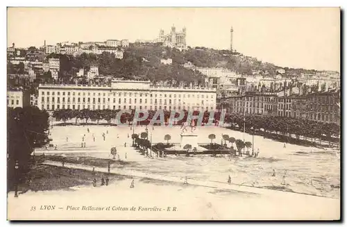 Ansichtskarte AK Lyon Place Bellecour et coteau de Fourviere