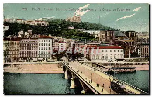 Ansichtskarte AK Lyon La pont Tilsitt la cathedrale St Jean et le coteau de fourviere