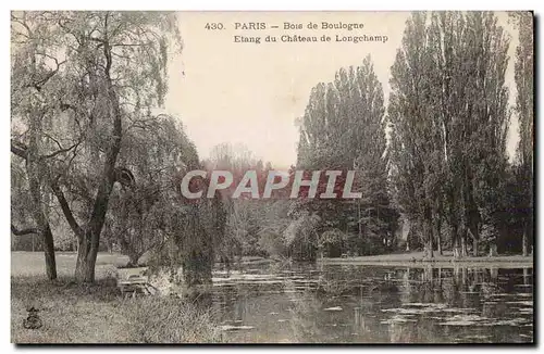 Paris Cartes postales Bois de Boulogne Etang du chateau de Longchamp