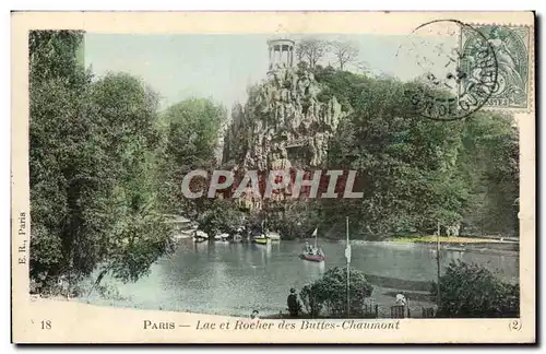 Cartes postales Paris Lac du rocher des Buttes chaumont