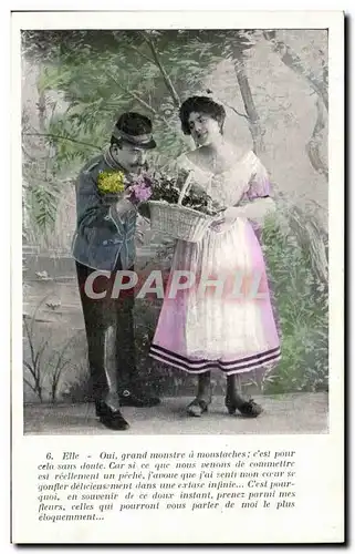 Fantaisie - Couple - Oui Grand Monstre a moustache - Cartes postales
