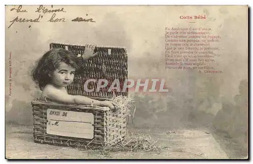 Fantaisie - Bebe - Baby in a basket - Cartes postales