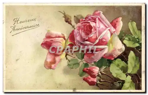 Fete - Heureuse Anniversaire - Rose - Cartes postales