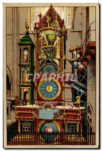 CARTE A SYSTEMEStrasbourg - Strassburg - L&#39Horloge - Astronomique - illustration - couleur - Cartes postales