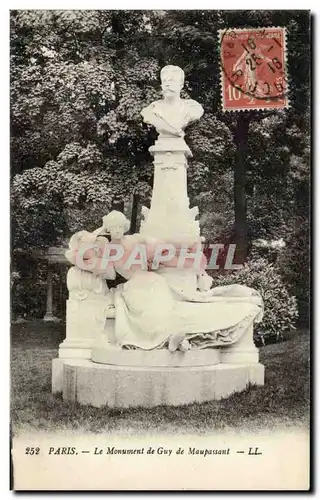 Paris - 8 - Monument de Guy Maupassant - Ansichtskarte AK