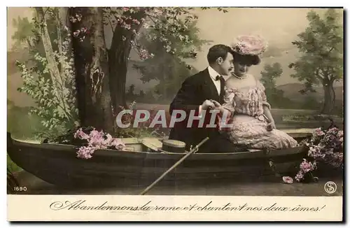 Fantaisie - Couple - floating romantic boat - Ansichtskarte AK