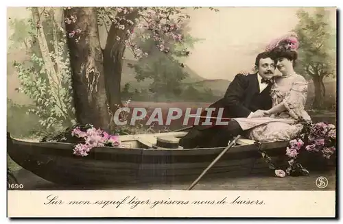 Fantaisie - Couple - floating romantic boat - Ansichtskarte AK