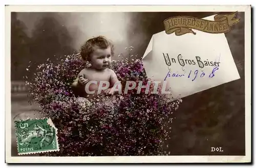 Fantaisie - Un Gros Baiser - Bebe - Baby - 1908 Ansichtskarte AK