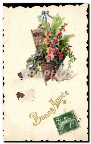 Fete - Bonne Annee - Fleurs et oiseau Cartes postales