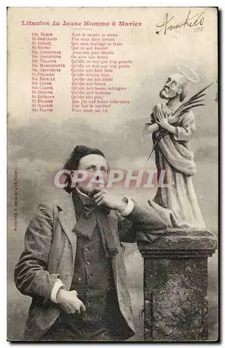 Humour - Litanies du Jeune Homme a Marier - mariage - wedding - saints - Cartes postales