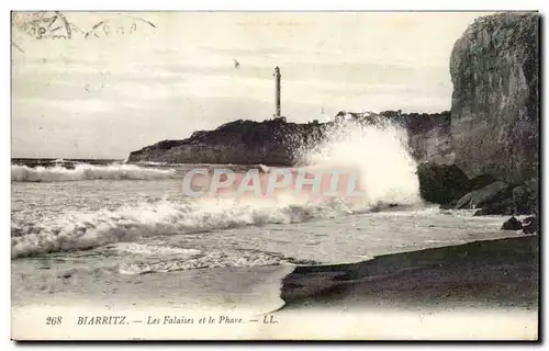 Biarritz - Les Falaises et la Plage - Ansichtskarte AK ( phare lighthouse )