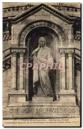 Paris Cartes postales Montmartre Statue du Christ ornant la facade de la basilique du Sacre Coeur