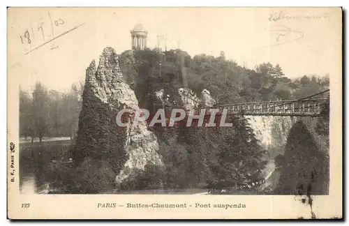 Paris Cartes postales Buttes chaumont Pont suspendu