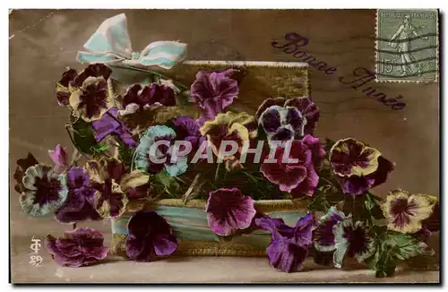 Cartes postales Fantaisie Fleurs Bonne annee