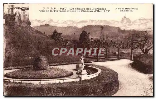 Ansichtskarte AK Pau Le chateau Henri IV La chaine des Pyrenees