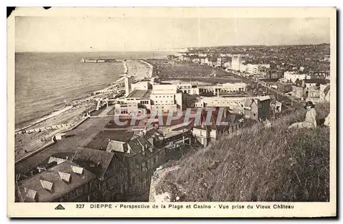 Ansichtskarte AK Dieppe Perspective de la plage et casino Vue prise du vieux chateau