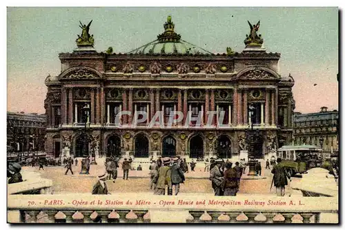 Paris Cartes postales Opera et station de metro