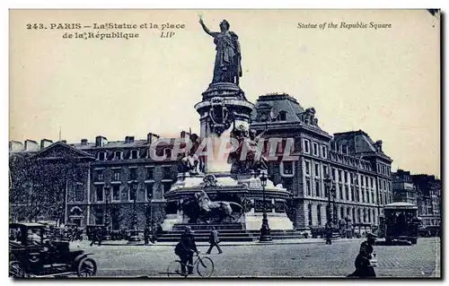 Paris Cartes postales La statue et la place de la Republique